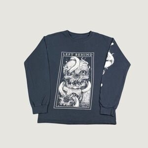 Left Behind Band Long Sleeve Graphic Shirt Skull Serpent Black Metalcore Small